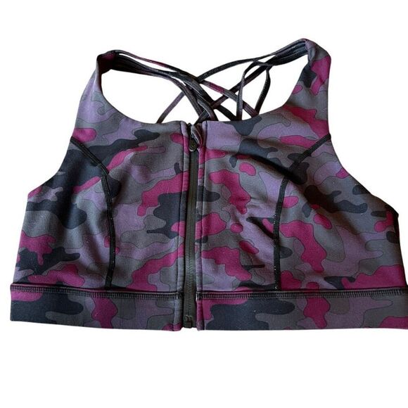 Harry Camper By Torrid Camo Print Zip Front Activewear Sports Bra Purple Size 1 - Picture 1 of 7